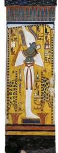 Egypten, Thebe, Luxor, Drottningarnas dal, Nefertaris grav, väggmålning av Osiris i gravkammaren från 19:e dynastin av Egyptian 19th Dynasty