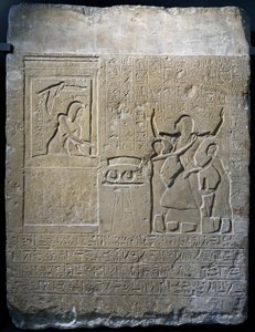 Hormin, chef för kungens harem, belönad med guldhalsband som han fått av Seti I, kalkstensstele av Egyptian 19th Dynasty