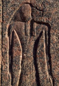 Inskription och relief av Anubis och en annan gud, Amenhoteps sarkofag, Memphis (Unescos världsarvslista) av Egyptian 19th Dynasty