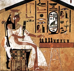 Nefertari spelar Senet (papyrus) av Egyptian 19th Dynasty