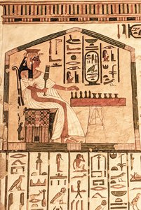 Nefertari spelar senet (väggmålning) av Egyptian 19th Dynasty