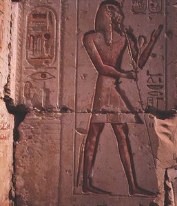 Farao, stenrelief från Ramses II:s tempel, c.1298 f.Kr av Egyptian 19th Dynasty