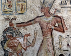 Ramses II håller fångar i håret, Detalj, Egyptisk civilisation, Nya riket, XIX:e dynastin av Egyptian 19th Dynasty