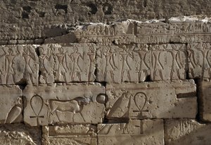 Relief, Ramses II:s tempel, Abydos, Egypten, Egyptisk civilisation, Nya riket, XIX:e dynastin (foto) av Egyptian 19th Dynasty