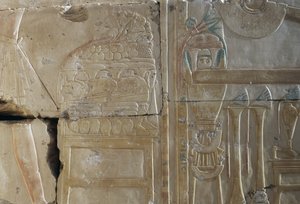 Relief, Ramses II:s tempel, Abydos, Egypten, Egyptisk civilisation, Nya riket, XIX:e dynastin (foto) av Egyptian 19th Dynasty