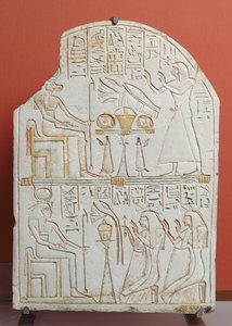 Stela of Penboui, väktare av Deir el-Medina, från Thebe, New Kingdom (målad sten)