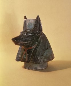 Propp från en baldakinburk i form av huvudet på Duamutef, New Kingdom (keramik)