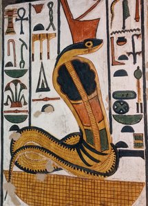 Nefertaris grav / egyptisk gudinna Wadjet (väggmålning) av Egyptian 19th Dynasty