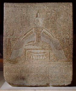 Isis Pterophor, från Ramses III:s sarkofag (ca 11854-1153 f.Kr.) från hans grav i Konungarnas dal, Nya kungariket (rosa granit)