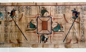 Egyptian Antiquit: Lake of Fire to Hell. Papyrus från en dödsbok. Papyrus från den 21:a dynastin