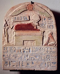 Målad kalkstensstele av guden Apis av Egyptian 21st Dynasty