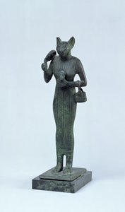 Statyett av gudinnan Bastet, tredje mellanperioden (brons)