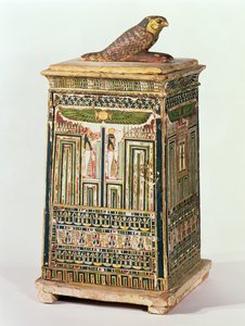 Canopic burklåda, från Saqqara, sen period (polykromt och förgyllt trä)