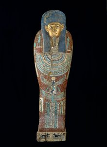 Kista av Pedi-Osiris, ptolemaisk period (305-30 f.Kr.) (polykrom och förgyllt trä)