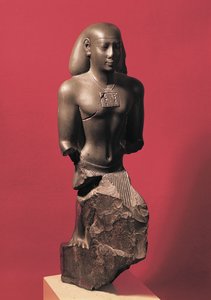 Staty av Iahmes Saneith, en högt uppsatt tjänsteman, Saiteperiod, c.570-526 f.Kr. (skifer)
