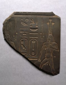 Nilguden Hapi rituellt binder samman Övre och Nedre Egypten, 663-525 f.Kr. (skifferskiffer)