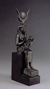 Gudinnan Isis diar spädbarnet Horus, sen period (brons)