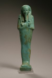 Ushabti-figur för Hekaemsaf, amiral av flottan, regeringstid av Amasis, 570-526 f.Kr. (fajans) (se 270355 för baksidan)