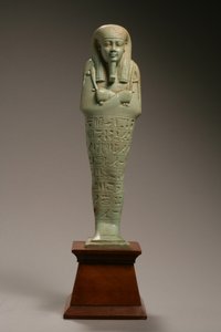 Ushabti-figur för Neferibre-si-Neith, sen dynastisk period, Amasis regeringstid, 570-526 f.Kr. (fajans)
