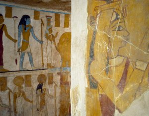 Väggmålningar från Tomb of Pa Nentwy, Bahariya Oasis, Giza, Egyptens egyptiska civilisation, 26:e dynastin, 663-525 f.Kr. av Egyptian 26th Dynasty