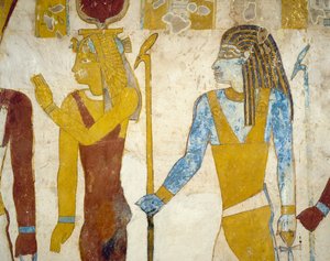 Väggmålningar från Tomb of Pa Nentwy, Bahariya Oasis, Giza, Egypten. Egyptisk civilisation, 26:e dynastin, 663-525 f.Kr. av Egyptian 26th Dynasty