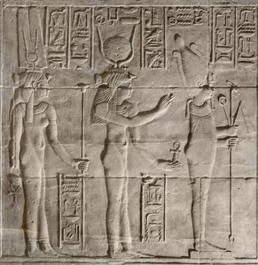 Reliefer i den inre helgedomen, Philae-templet, Aswan, Egypten