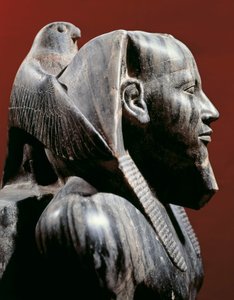 Egyptisk civilisation, Gamla kungariket, dynasti IV. Dioritstaty av farao Khafre (Chephren). Från Giza (diorit)