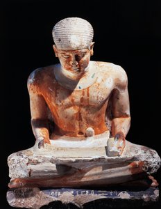 Sittande skriftlärare, från Giza Egypten 2575 f.Kr., dynasti IV (målad kalksten)