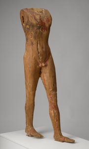 Figur av en man, c.2494-2345 f.Kr. (trä med spår av gesso och färg)