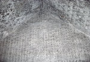 Tak och vägg i gravkammaren i Unas-pyramiden, Gamla kungariket (målad sten)