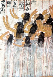 Forntida Egypten, Målning, Freskomålning, Klagande kvinnor i begravningsprocessionen, Ramoses grav, Thebe av Egyptian Egyptian