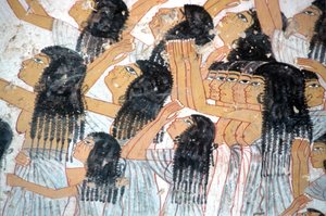 Forntida Egypten, Målning, Klagande kvinnor i begravningsprocession, Ramoses grav, De adligas dal, Thebe av Egyptian Egyptian