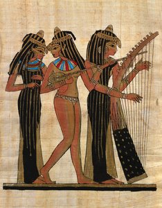 egyptisk konst; Egyptisk papyrus: musiker; Coll Part