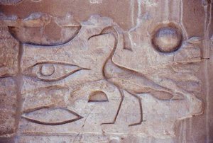 Hieroglyfer från en pelare, Luxortemplet (foto) av Egyptian Egyptian