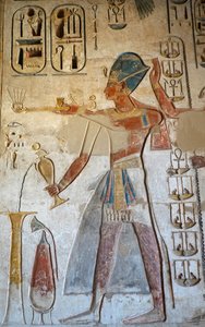 Farao, Horustemplet, Edfu (fresk) av Egyptian Egyptian