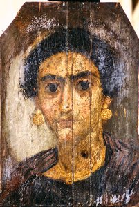 Porträtt av en kvinna, ca 100-300 (enkaustisk på panel) av Egyptian Egyptian