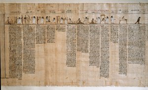 Egyptian Antiquit: Papyrus of a Book of the Dead. Ptolemaisk tid. Turin, egyptiska museet - det antika Egypten: papyrus från de dödas bok. Ptolemaisk tid. Egyptiska museet, Turin, Italien