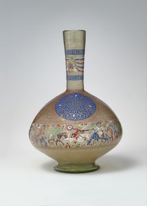 Emaljerad och förgylld flaska, ca 1270-99 (glas) av Egyptian School