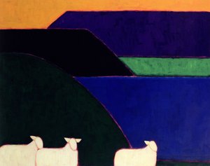 Fjord Snaefellness, 1999 (akryl på papper) av Eithne Contemporary Artist Donne