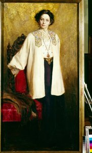 Porträtt av skådespelerskan Vera Komissarjevskaia (Komissarzhevskaya) (1864-1910). Målning av Ekaterina Sergeevna Zarudnaya Kavos (1862-1918), olja på duk, cirka 1906. Rysk konst 1900-talet. State Central A.Bakhrushin Theatre Museum, Moskva. av Ekaterina Sergeevna Zarudnaya Kavos