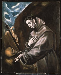Sankt Franciskus stående i meditation (olja på duk) av El (1541-1614) Greco