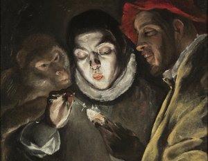 La fable - Peinture de Dominicos Theotokopoulos dit Le Greco (1541-1614), huile sur toile (50,5x63,6 cm), vers 1580 - (Fabeln, olja på duk av El Greco) - Museo del Prado, Madrid (Espagne) av El Greco
