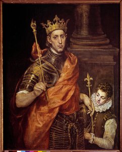 Porträtt av Saint Louis (louis IX) med en sida (1214-1270) Målning av Domenikos Theotokopoulos dit El Greco (1541-1614) Sön. 1,20 x 0,96 m av El Greco