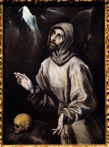 Saint Francois of Assisi (1181-1226) får stigma Målning (Vanita) av Domenikos Theotokopoulos dit El Greco (1541-1614) 1595 Sön. 0,76x0,57 m Pau, Museum of Fine Arts av El Greco