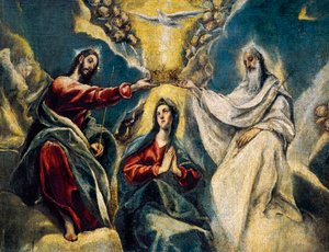 Jungfruns kröning, detalj av El Greco