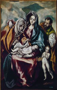 Jungfru och barn (den heliga familjen med Johannes Döparen och Sankt Anna) (olja på duk av El Greco