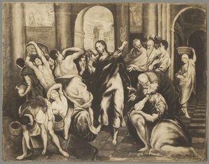 Kristus driver ut penningväxlarna ur templet av El Greco
