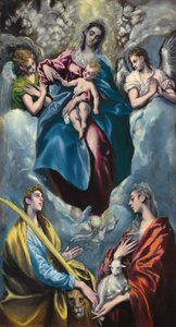 Madonna och barn med Saint Martina och Saint Agnes, 15971599. av El Greco