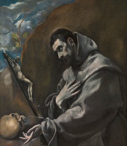 Den helige Franciskus av Assisi i meditation av El Greco