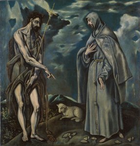 Saint John the Baptist and Saint Francis of Assisi av El Greco